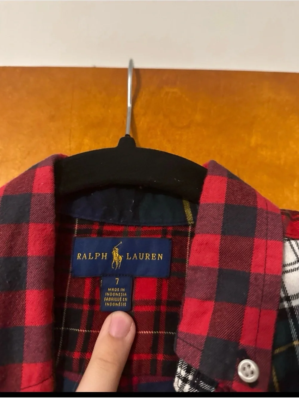 Ralph Lauren Kids Patchwork Plaid Button-Down Shirt in Red, Green, Navy & White